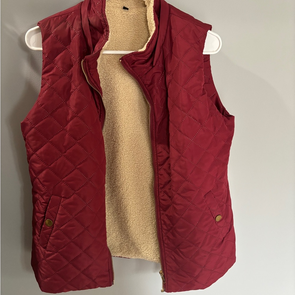 Red Quilted Vest with Cream Lining